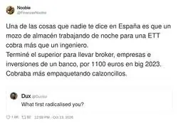 Lo que nadie te cuenta en Espa&ntilde;a: estudias broker y finanzas para cobrar menos que empaquetando calzoncillos de noche en una ETT