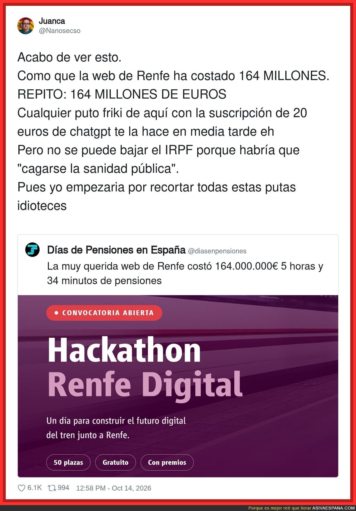 Renfe se gasta 164 millones en su web y ahora monta un hackathon para que se la arregle cualquiera con ChatGPT: el tren de la innovaci&oacute;n tambi&eacute;n llega con retraso