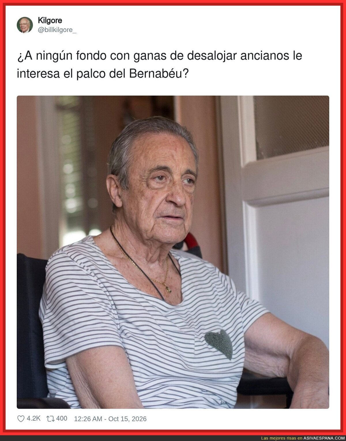 &iquest;Ning&uacute;n fondo buitre se anima a desalojar al anciano del palco del Bernab&eacute;u? Ah&iacute; s&iacute; que habr&iacute;a manifestaci&oacute;n por la vivienda