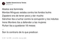 &Aacute;balos feminista, M&iacute;nguez contra los fondos buitre y Rufi&aacute;n 18 meses: la izquierda espa&ntilde;ola, experta en predicar justo lo contrario de lo que hace
