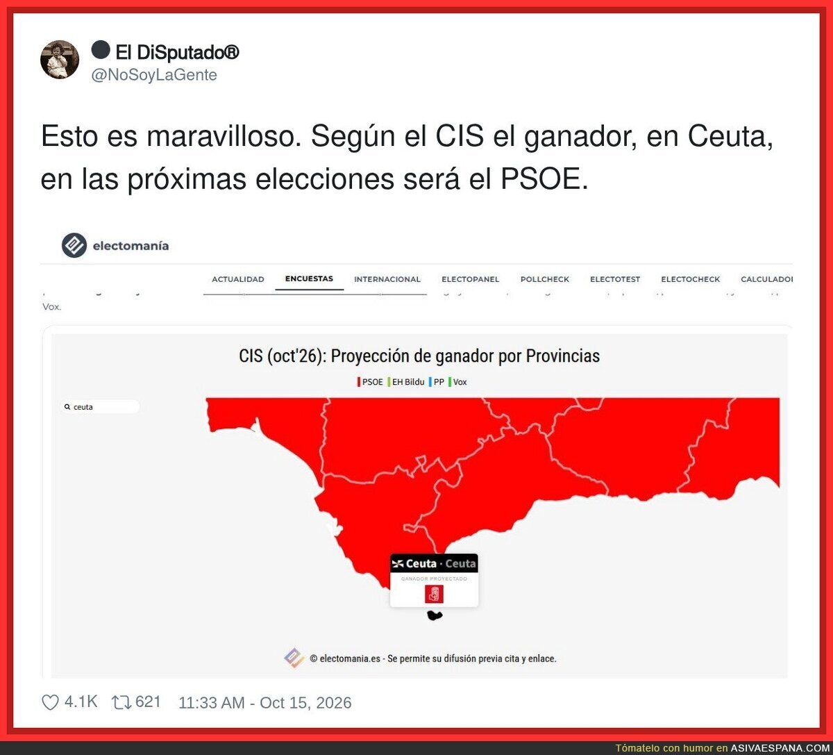 El CIS pinta Espa&ntilde;a entera de rojo y hasta Ceuta vota PSOE: Tezanos ya no hace encuestas, hace cartas a los Reyes Magos