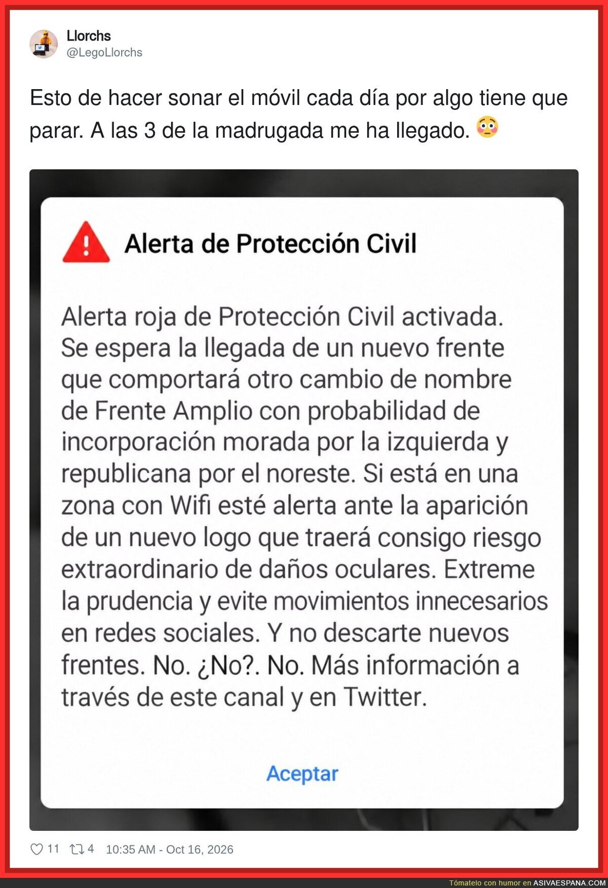 Alerta roja de Protecci&oacute;n Civil a las 3 de la ma&ntilde;ana: llega un nuevo frente con otro cambio de nombre del Frente Amplio
