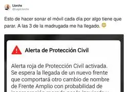 Alerta roja de Protecci&oacute;n Civil a las 3 de la ma&ntilde;ana: llega un nuevo frente con otro cambio de nombre del Frente Amplio