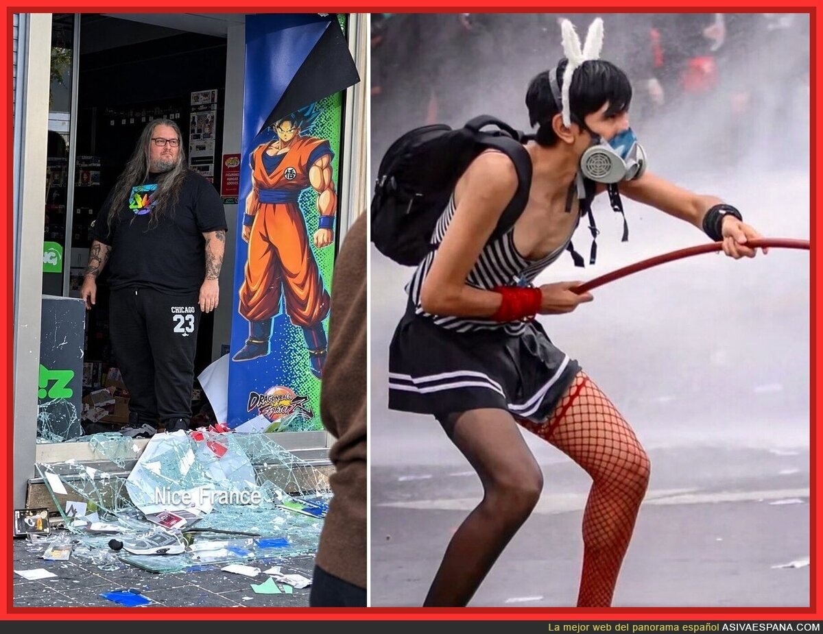Protestas en Francia: elige bando entre el friki que defiende a Goku y la de la manguera
