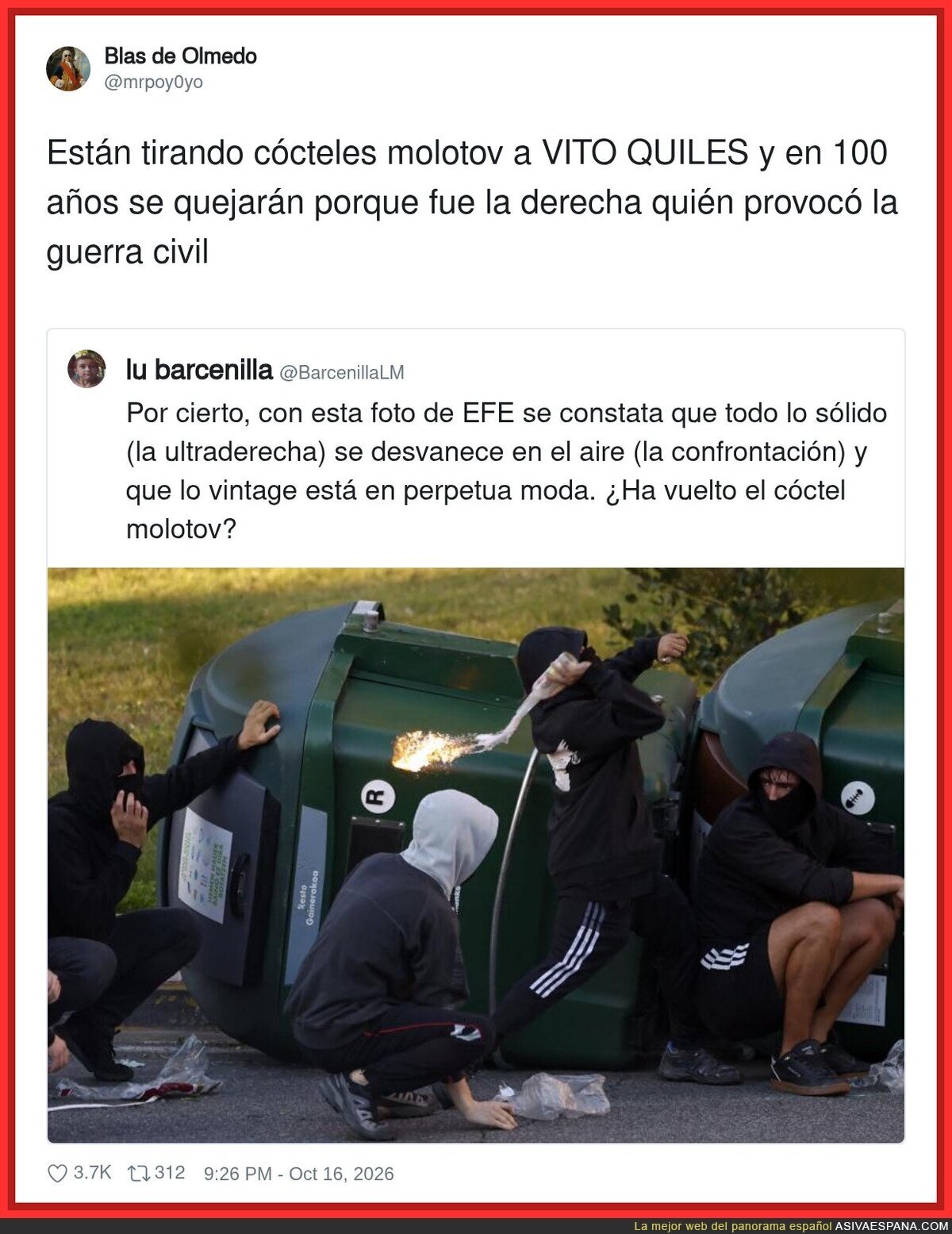 La memoria histórica del futuro ya está en construcción, molotov a molotov