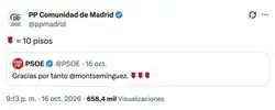 El PSOE despide a Montse M&iacute;nguez con un &laquo;Gracias por tanto&raquo; y el PP le hace la cuenta: cada rosa, 10 pisos
