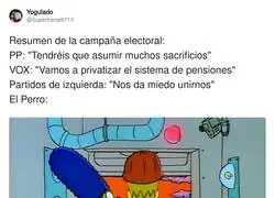La campa&ntilde;a del 29N resumida en una vi&ntilde;eta de los Simpson: unos piden sacrificios, otros privatizan y el perro sale ganando