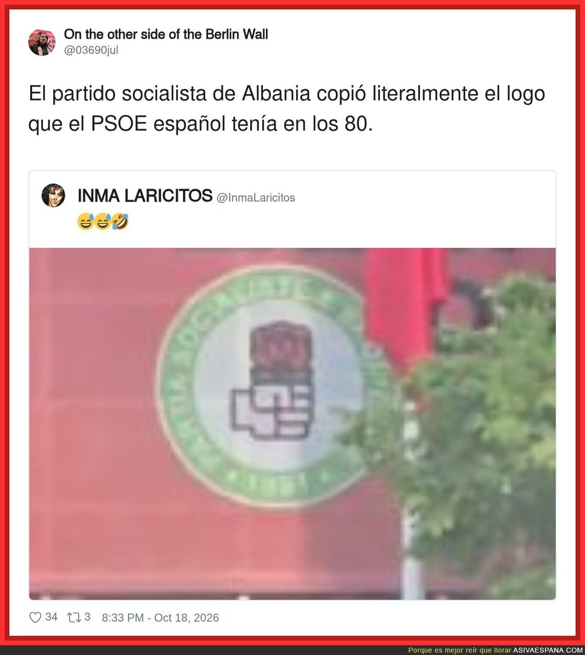 Los socialistas albaneses copian el logo del PSOE de los 80: la &uacute;nica herencia socialista que no ha acabado imputada