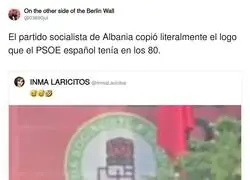 Los socialistas albaneses copian el logo del PSOE de los 80: la &uacute;nica herencia socialista que no ha acabado imputada