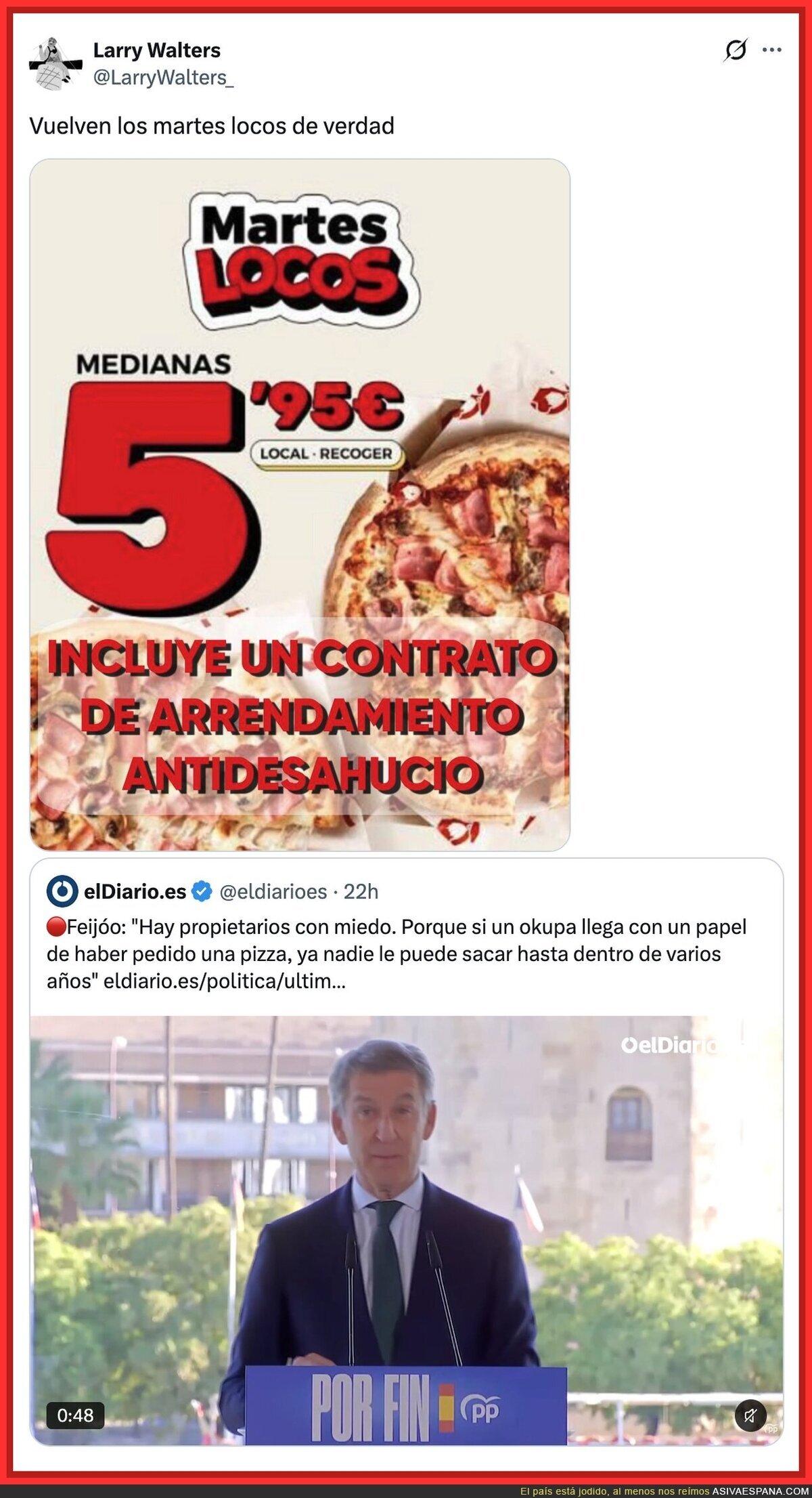 Vuelven los martes locos: pizza mediana a 5,95 con contrato de arrendamiento antidesahucio incluido