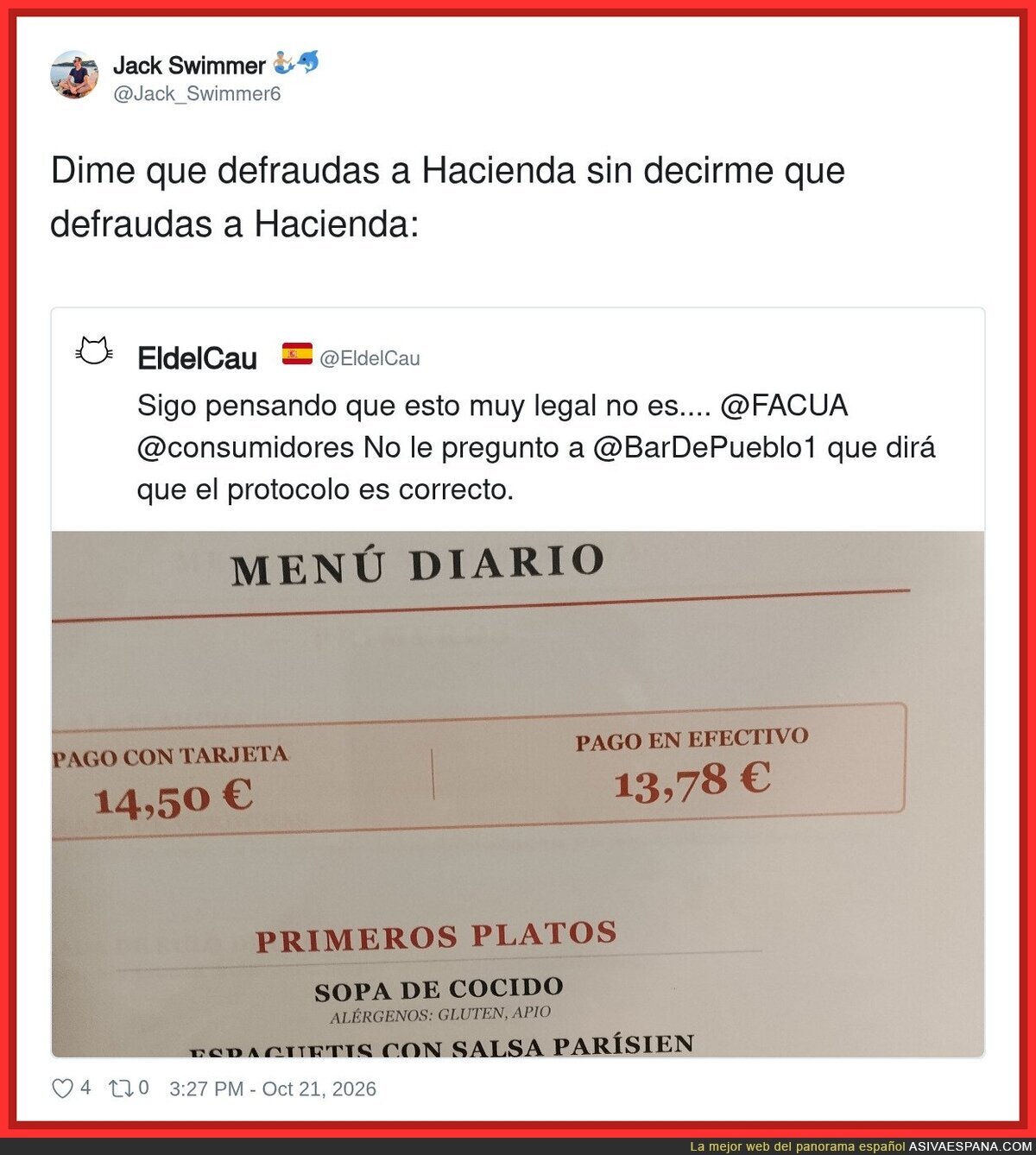 Men&uacute; del d&iacute;a con doble tarifa: el cocido sale m&aacute;s barato si Hacienda no se entera