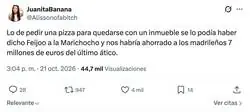 Feij&oacute;o revela el m&eacute;todo pizza para conseguir pisos y Madrid pide la factura del &aacute;tico
