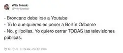Willy Toledo explica su plan para TVE: ni Broncano ni Bert&iacute;n, cerrarlas todas y a otra cosa
