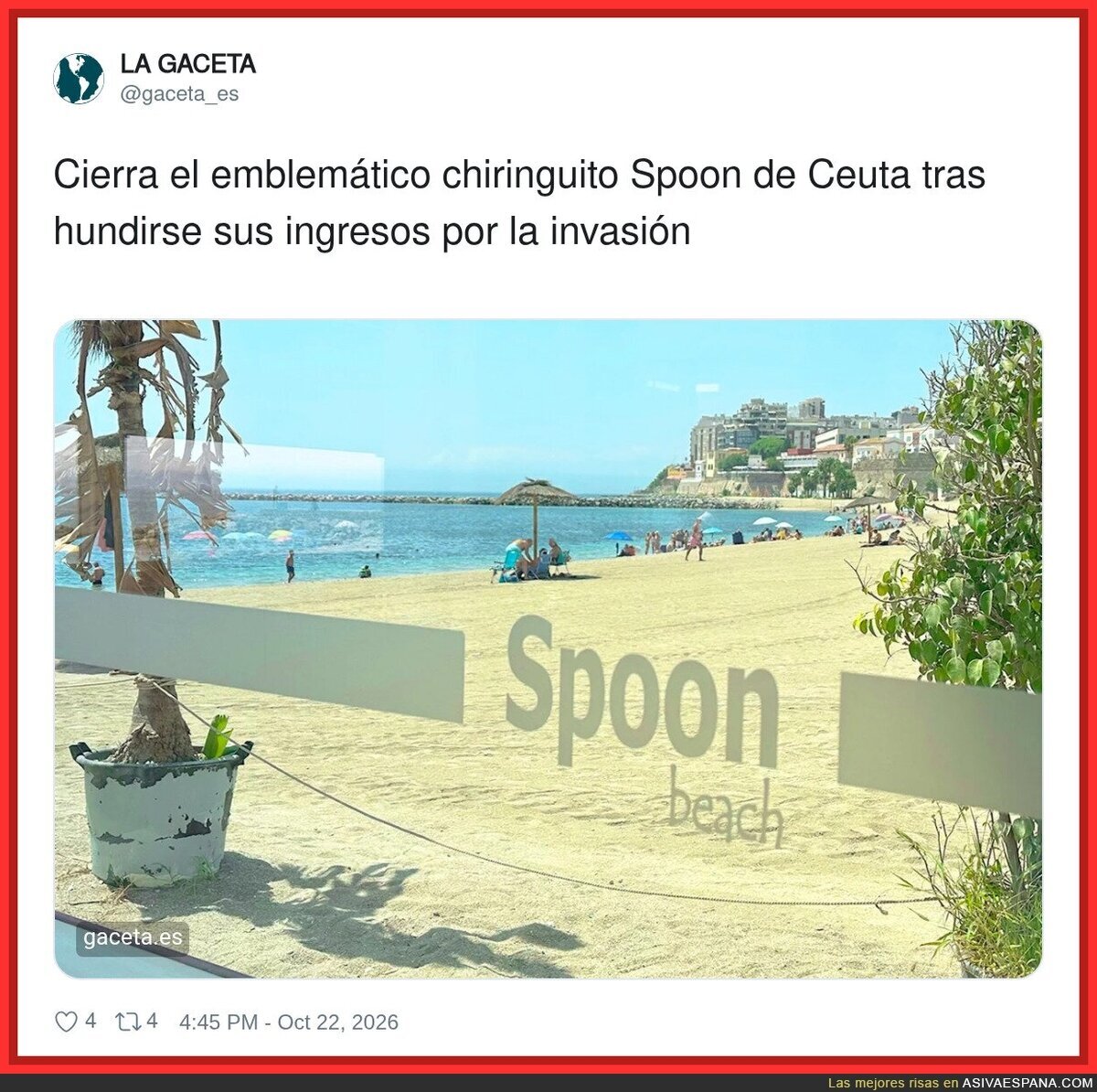 Ceuta pierde su chiringuito estrella: el &uacute;nico negocio incapaz de aprovechar tanta afluencia de ba&ntilde;istas