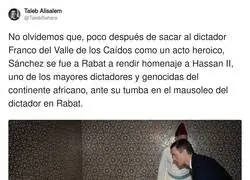 S&aacute;nchez saca a Franco del Valle y luego lleva flores a Hassan II: el antifranquismo tiene sucursal en Rabat