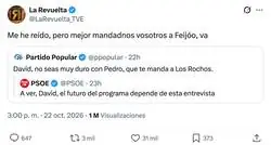 PSOE y PP se pelean por la entrevista de Broncano y La Revuelta pide el siguiente invitado