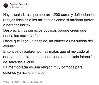 Meritocracia a la espa&ntilde;ola: el obrero de 1.200 euros defendiendo la herencia de Amancio como si le tocara una tienda