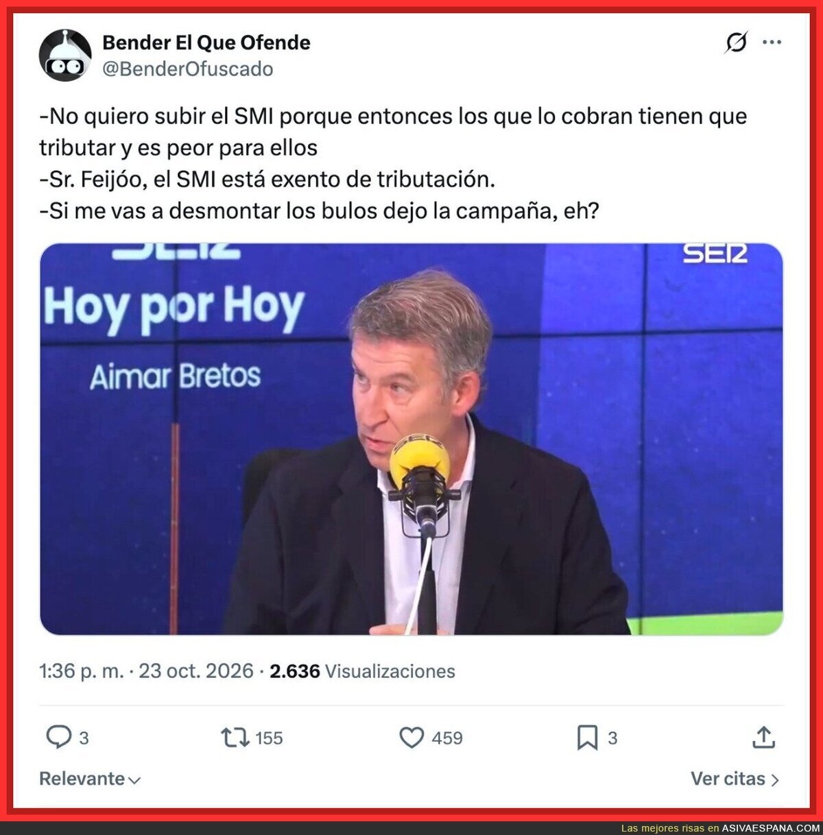 Feij&oacute;o amenaza con dejar la campa&ntilde;a si siguen desmont&aacute;ndole los datos en directo