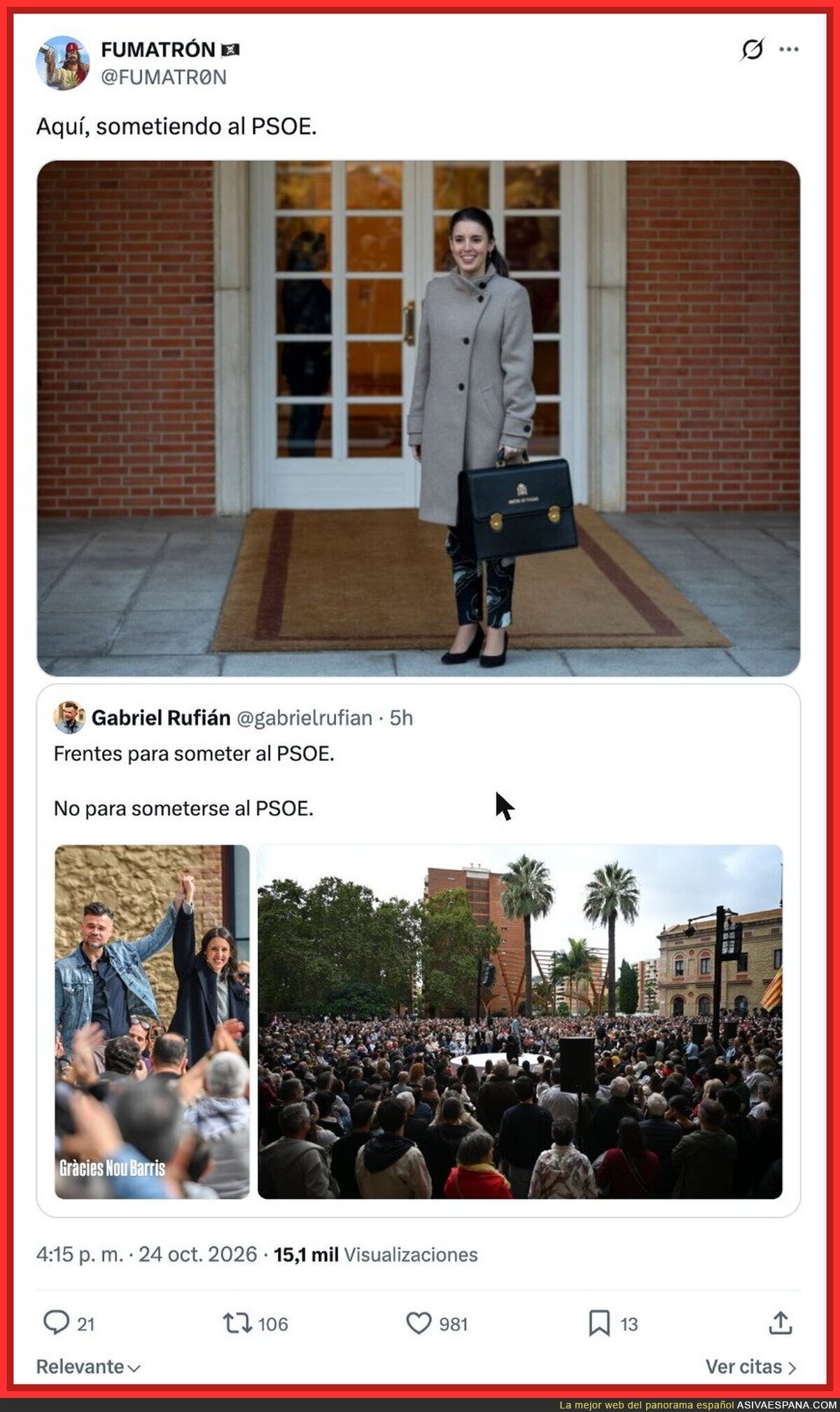 Rufi&aacute;n quiere someter al PSOE y Montero ya sabe c&oacute;mo acab&oacute; la &uacute;ltima vez
