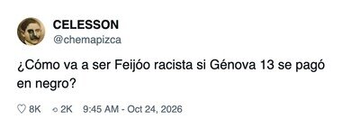 La defensa definitiva de Feij&oacute;o contra el racismo est&aacute; en la contabilidad de G&eacute;nova