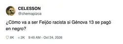 La defensa definitiva de Feij&oacute;o contra el racismo est&aacute; en la contabilidad de G&eacute;nova