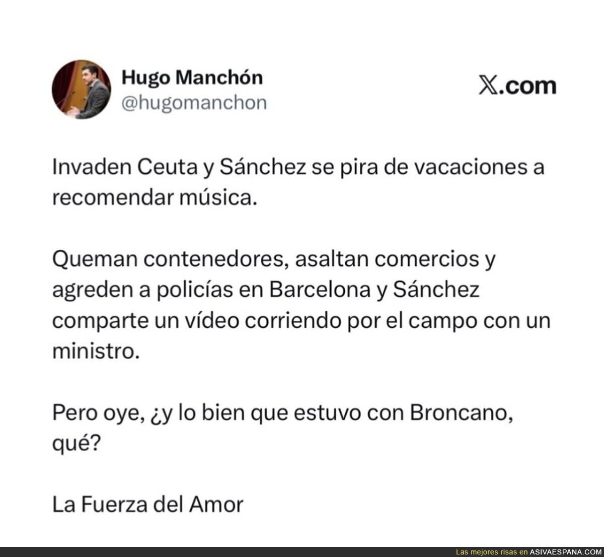 Ceuta invadida, Barcelona ardiendo y S&aacute;nchez recomendando m&uacute;sica: el presidente de la playlist