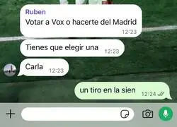 Entre votar a Vox o hacerse del Madrid, Carla eligi&oacute; la v&iacute;a r&aacute;pida