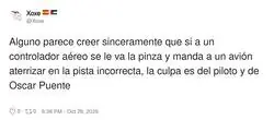 Si el controlador se despista, que responda el ministro; si el ministro se despista, el controlador