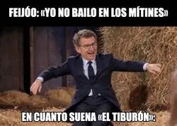 Feij&oacute;o no baila en los m&iacute;tines: solo en graneros y cuando nadie del PP mira