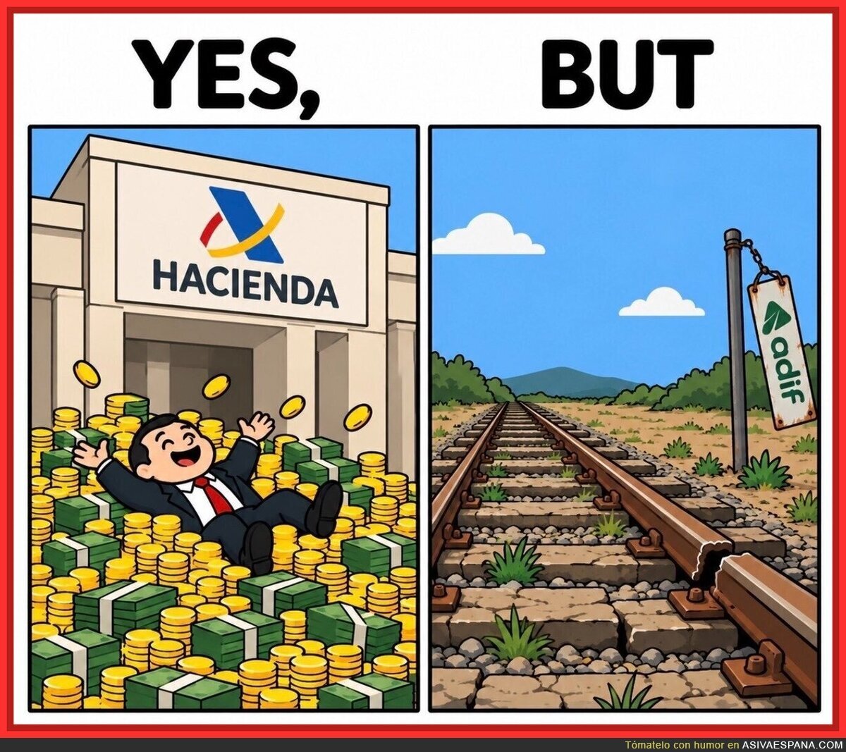 Hacienda nada en oro mientras Adif arregla las v&iacute;as con bridas y fe