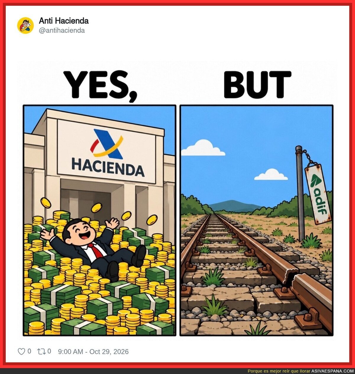 Hacienda te devuelve hasta la &uacute;ltima perra, pero el tren de Adif ni sale de la estaci&oacute;n