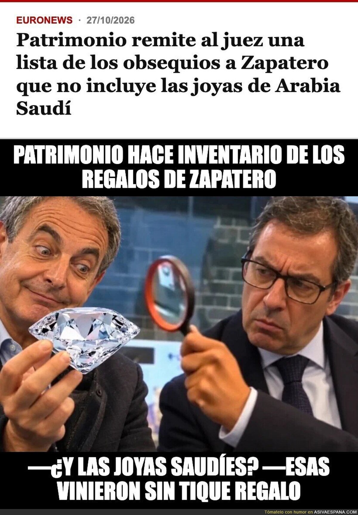 Patrimonio busca las joyas de Zapatero con la misma fe con la que &eacute;l busc&oacute; el pleno empleo