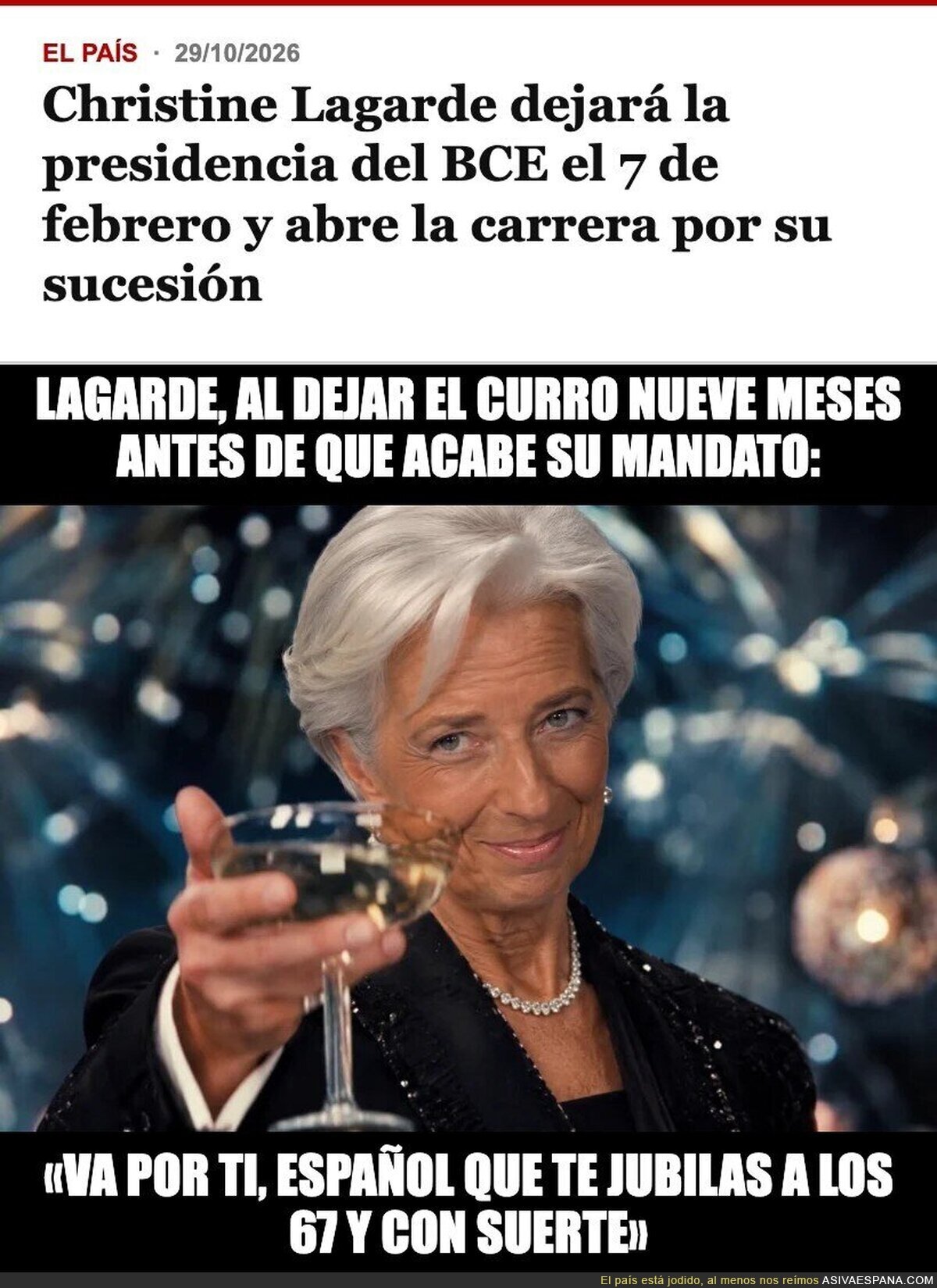 Lagarde se prejubila con champán mientras tú negocias con la Seguridad Social cada mes cotizado