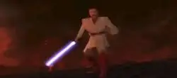 En el juego de la Venganza del Sith hab&iacute;a un final donde Anakin le ganaba a Obi Wan