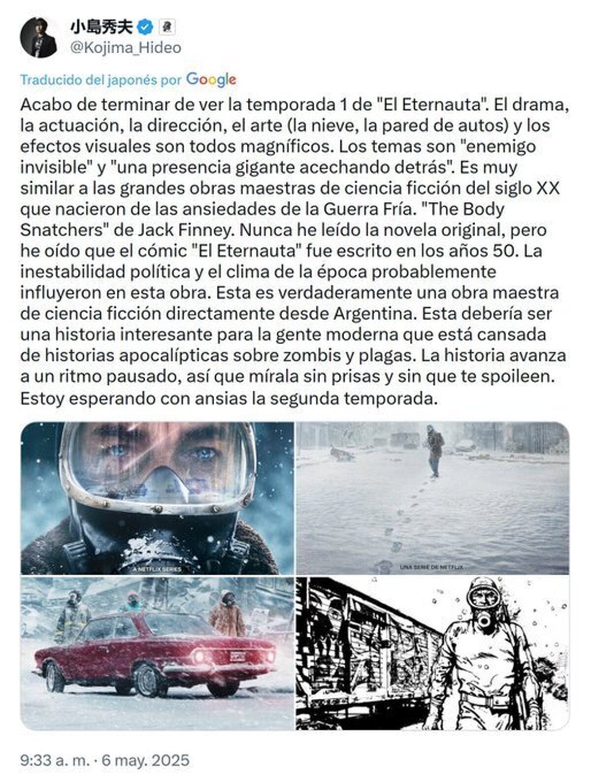La elogiada serie argentina EL ETERNAUTA de la que todo el mundo está hablando