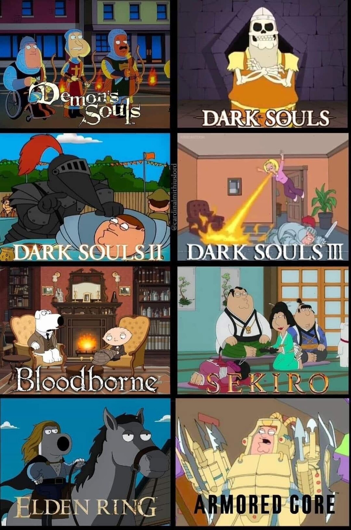 Los Soulsborne en el universo Family Guy
