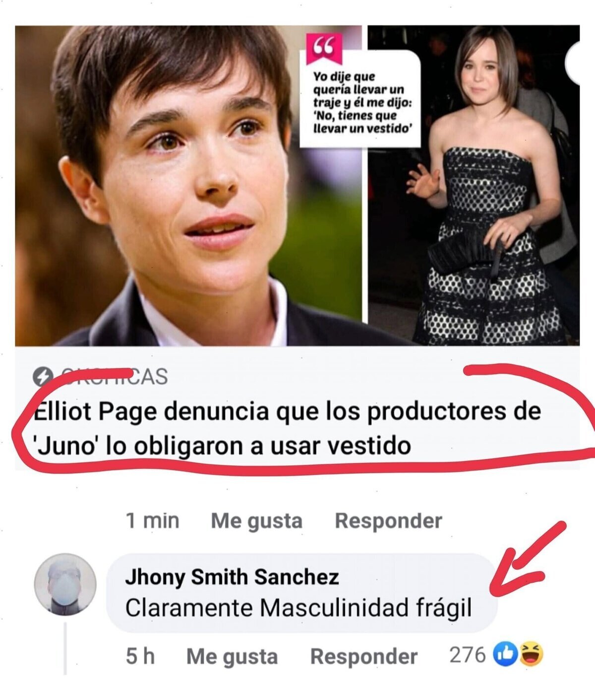 Que opresión. Obligaron a un actor a vestirse de alguien más