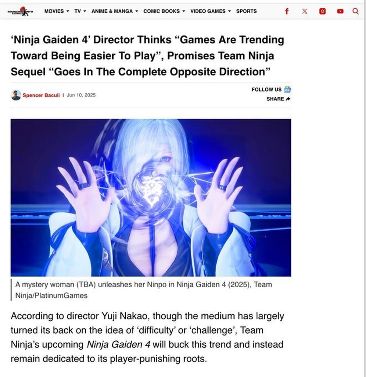 Director de Ninja Gaiden 4 critica a la industria por hace juegos 'cada ...