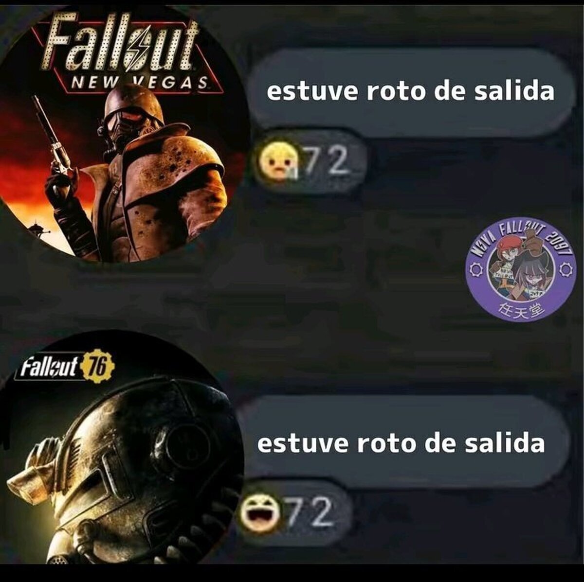 La diferencia en tratos de algunos Fallout
