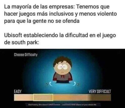 El medidor de dificultad del juego de South Park