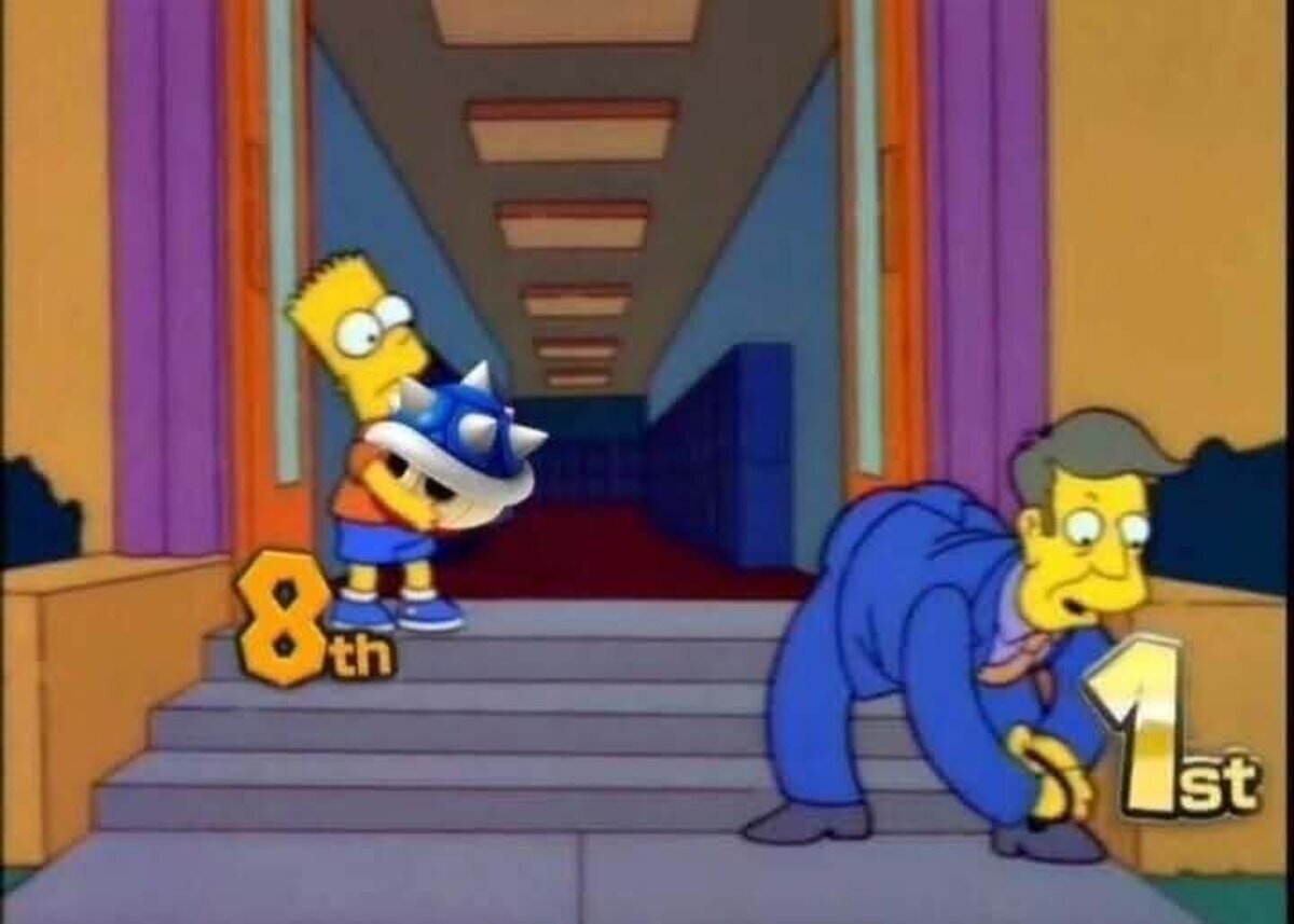 El peligro de ir primero en Mario Kart