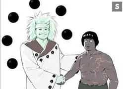 El sabio de los 6 caminos felicitando el Tai-jutsu de Mighty Guy