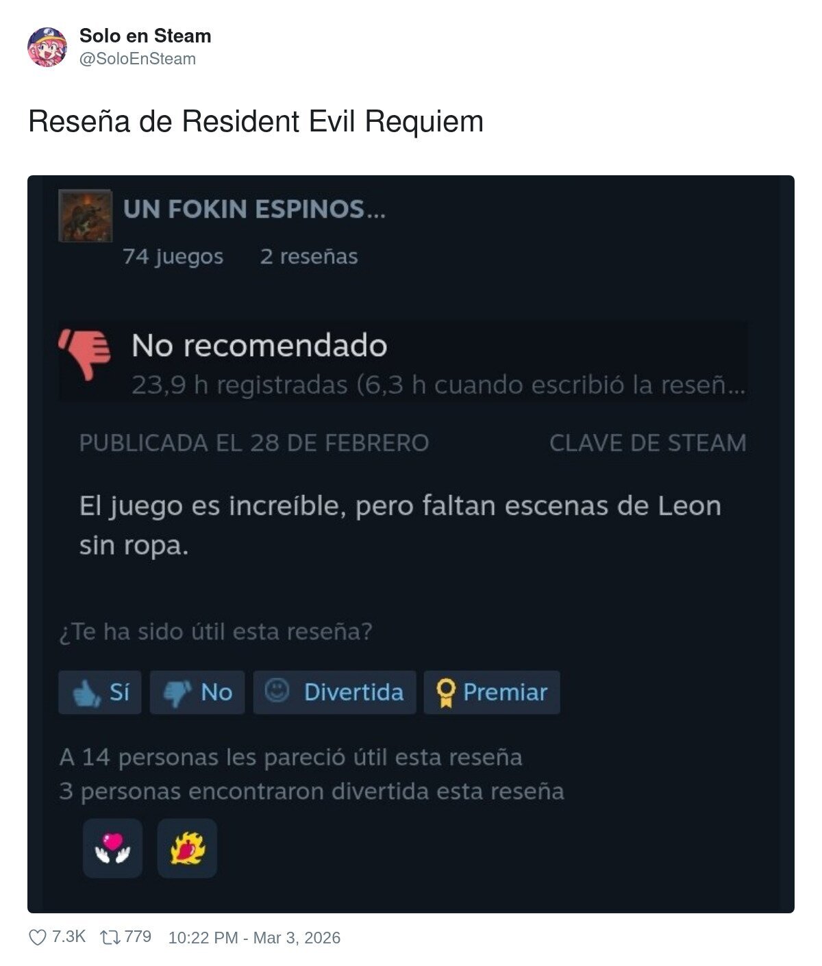 Habr&iacute;a sido un 10 con este detalle.