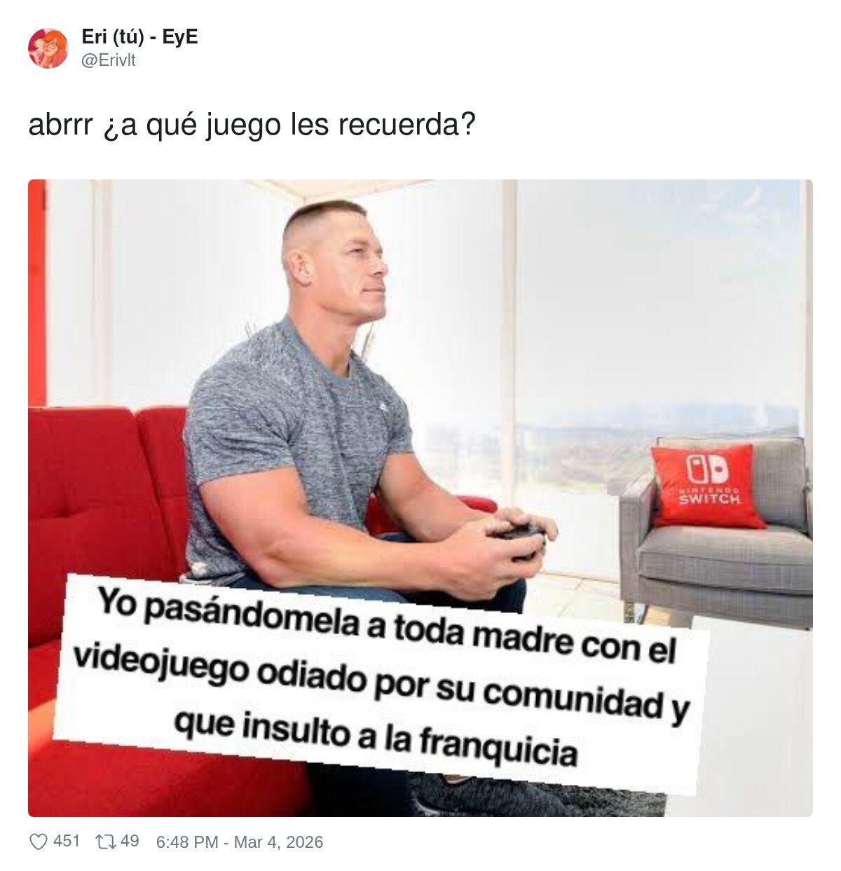 Yo disfrutando del juego que odia el fandom