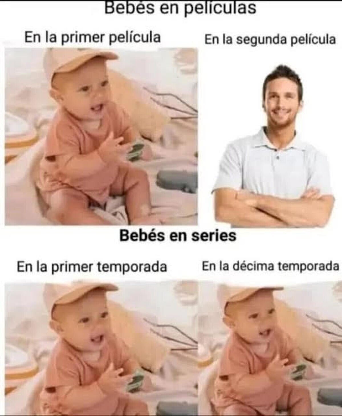 En las series los bebés no crecen, solo cambian de actor