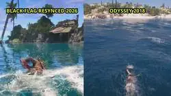 El buceo en Assassin's Creed Black Flag Resynced vs. Assassin's Creed Odyssey