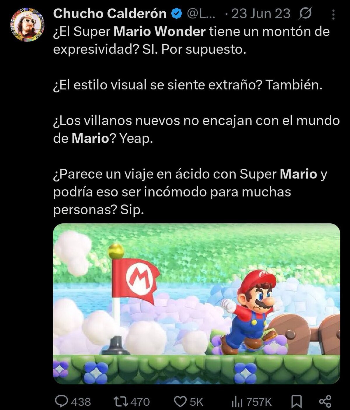 Mario despu&eacute;s de probar hongos, como de costumbre