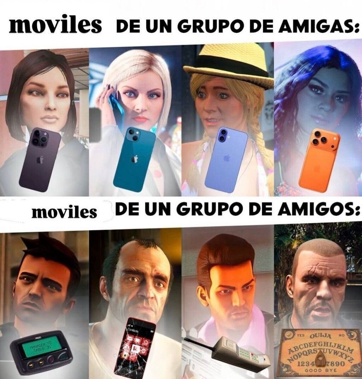 Los m&oacute;viles de amigas vs los m&oacute;viles de amigos