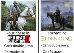 Caballos en Elden Ring y Red Dead