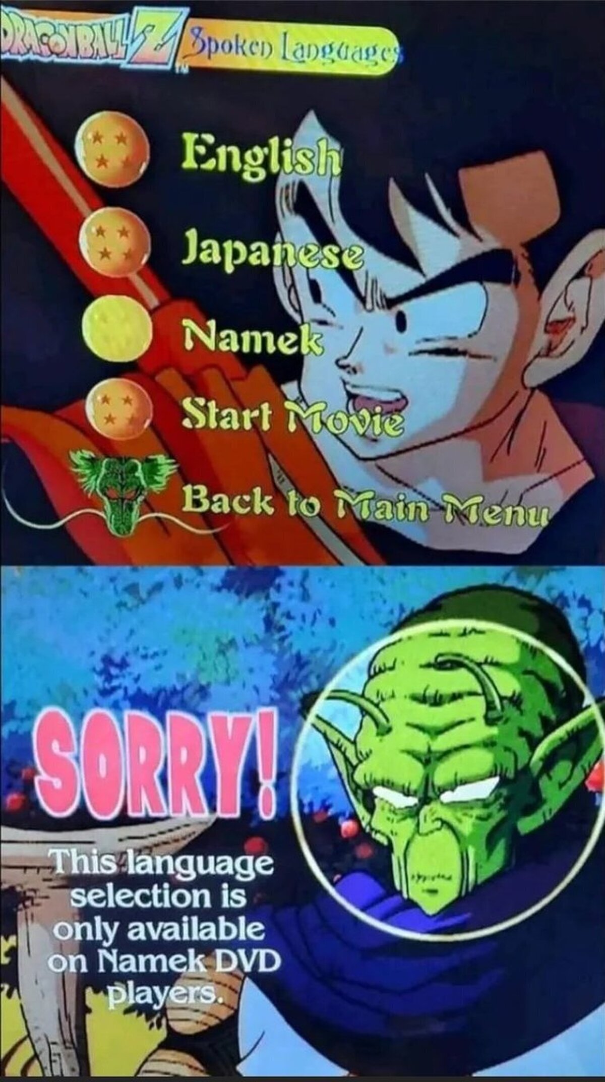 Este DVD de verdad ten&iacute;a el idioma Namek